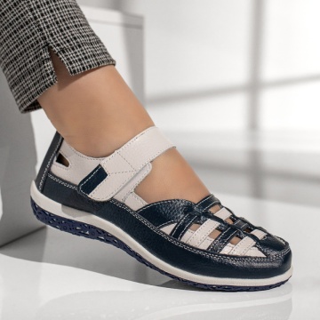 Pantofi casual dama cu scai alb cu albastru MOD11351, 4, modlet.ro