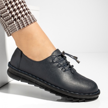 Pantofi casual dama cu siret elastic albastru inchis MOD13230, 3, modlet.ro