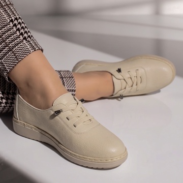 Pantofi casual dama cu siret elastic bej IOANA21, 3, modlet.ro