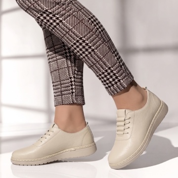 Pantofi casual dama cu siret elastic bej IOANA4, 2, modlet.ro