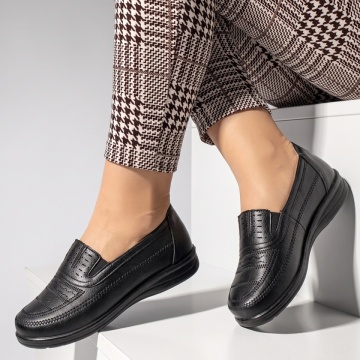 Pantofi casual dama cu siret elastic negri IOANA23