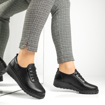 Pantofi casual dama cu siret elastic negri MOD10329, 4, modlet.ro