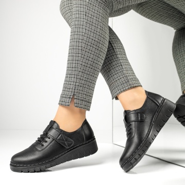 Pantofi casual dama cu siret elastic negri MOD10331, 2, modlet.ro