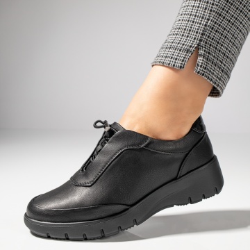 Pantofi casual dama cu siret elastic negri MOD11942, 3, modlet.ro