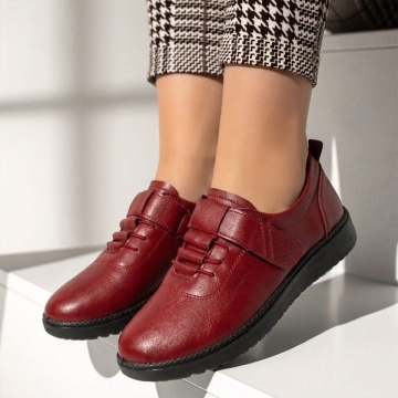 Reduceri pantofi casual dama, Pantofi casual dama cu siret elastic si inchidere cu scai rosii LILI1, modlet.ro