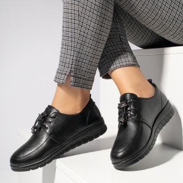 Pantofi casual dama cu siret elastic si talpa joasa negri MOD11936, 1, modlet.ro
