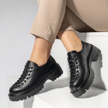 Pantofi casual dama cu siret negri ANA71, 2, modlet.ro