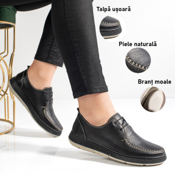 Pantofi casual dama cu siret negri din Piele naturala MOD11123, 3, modlet.ro