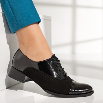 Pantofi casual dama cu siret negri din Piele naturala MOD12942, 4, modlet.ro