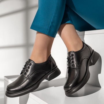 Pantofi casual dama cu siret negri din Piele naturala MOD13136, 2, modlet.ro