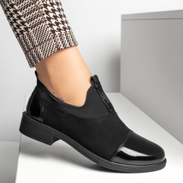Pantofi casual dama cu strasuri aplicate negru suede MOD10979, 4, modlet.ro