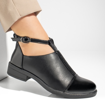 Pantofi casual dama cu strasuri aplicate si bareta negri MOD10978, 4, modlet.ro