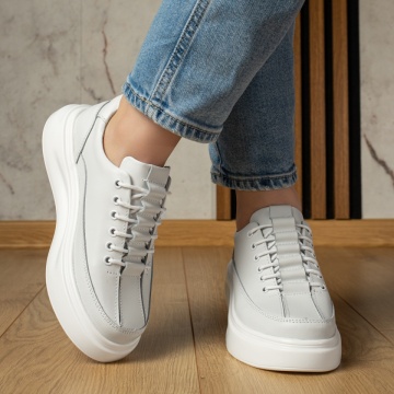 Pantofi casual dama cu talpa groasa albi din Piele naturala MOD11702, 3, modlet.ro