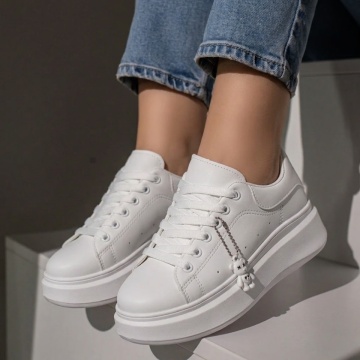Pantofi casual dama, Pantofi casual dama cu talpa groasa albi MOD09606, modlet.ro