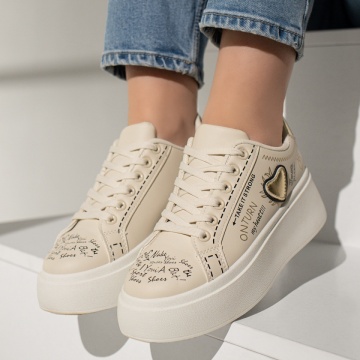 Pantofi casual dama cu talpa groasa bej MOD12957, 3, modlet.ro