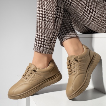 Pantofi casual dama cu talpa groasa khaki MOD14220, 2, modlet.ro