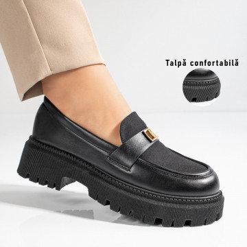Pantofi casual dama cu talpa groasa negri MOD11111, 3, modlet.ro