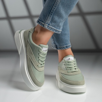 Pantofi casual dama cu talpa groasa verzi din Piele naturala MOD10281, 1, modlet.ro