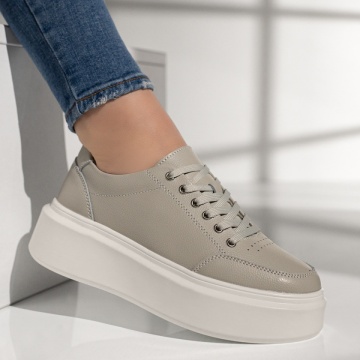 Pantofi casual dama gri din Piele Naturala MOD13027, 4, modlet.ro