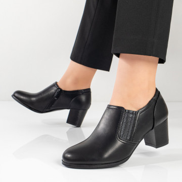 Pantofi casual dama negri cu toc gros si elastic MOD11101, 5, modlet.ro