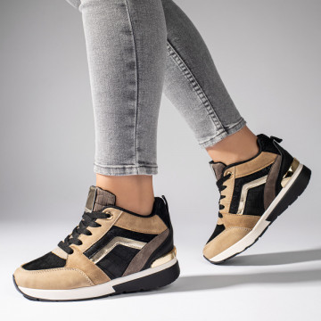 Pantofi casual dama negru cu bej MOD11113, 2, modlet.ro