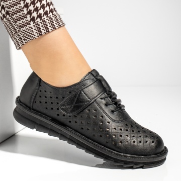 Pantofi casual dama perforati cu scai negri MOD13225, 3, modlet.ro