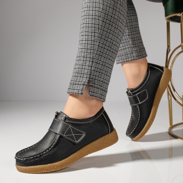 Pantofi casual negri dama cu talpa joasa din Piele naturala MOD06086, 2, modlet.ro