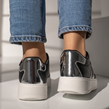 Pantofi causal dama negri cu talpa groasa alba MOD11873, 4, modlet.ro