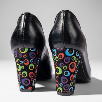 Pantofi cu toc dama negri cu imprimeu din Piele naturala MOD11002, 2, modlet.ro
