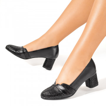 Pantofi cu toc dama negri din Piele naturala MOD10232, 3, modlet.ro