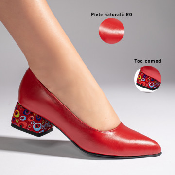 Pantofi cu toc dama rosii din Piele naturala MOD11001, 3, modlet.ro