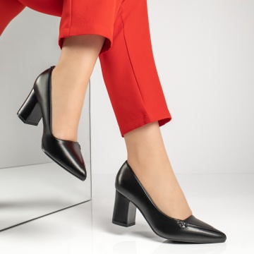 Pantofi cu toc gros dama negri MOD13362, 3, modlet.ro