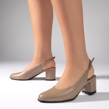 Pantofi cu toc gros si bareta gri din Piele naturala MOD11063, 4, modlet.ro