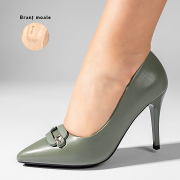 Pantofi cu toc subtire verzi dama MOD10960, 1, modlet.ro