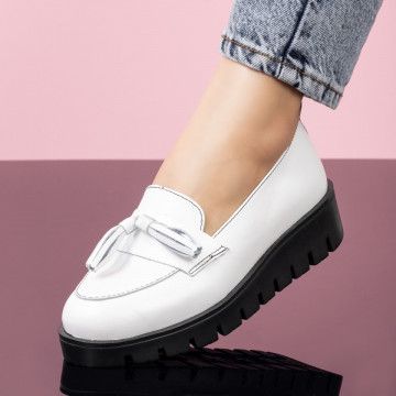 Pantofi dama casual albi din Piele naturala MOD03573, 4, modlet.ro
