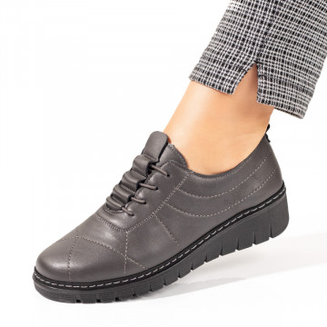 Pantofi dama casual gri cu siret elastic GINA2, 2, modlet.ro