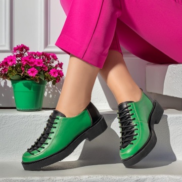 Pantofi dama casual verzi din Piele naturala MOD03549, 3, modlet.ro