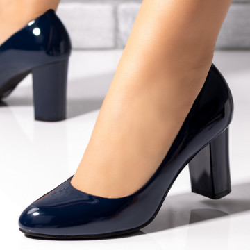 Pantofi dama cu toc albastri luciosi MOD02836, 2, modlet.ro