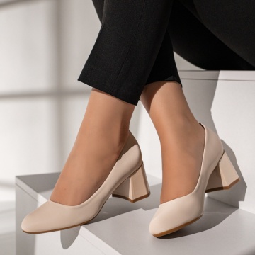 Pantofi dama cu toc bej MOD12109, 3, modlet.ro