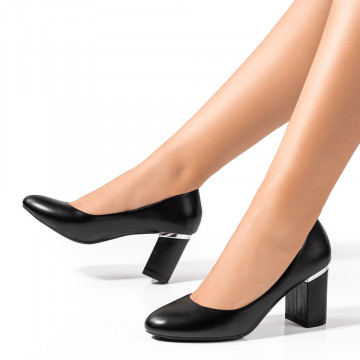Pantofi dama cu toc gros negri MOD09698, 3, modlet.ro
