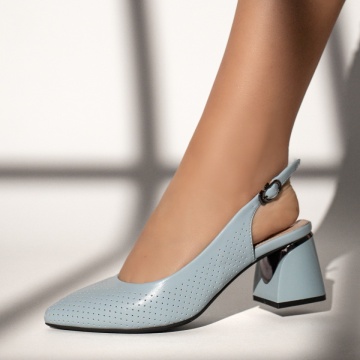 Pantofi dama cu toc gros si bareta albastri IRIS34, 4, modlet.ro