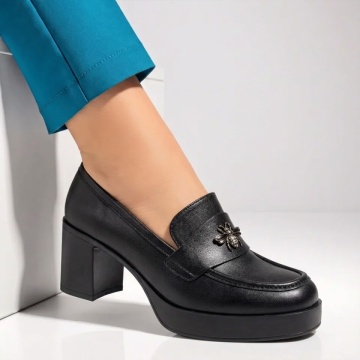 Pantofi dama cu toc gros si platforma negri ANA86, 2, modlet.ro