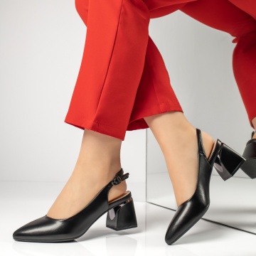Pantofi cu toc, Pantofi dama cu toc si bareta negri IRIS35, modlet.ro