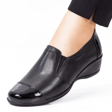 Pantofi dama negri casual cu platforma din Piele MDL06393