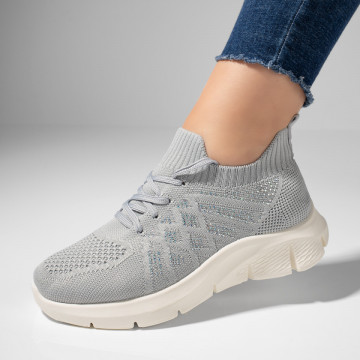 Pantofi dama sport din material textil gri MOD11523, 1, modlet.ro