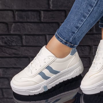Pantofi sport dama albi cu albastru MOD09712