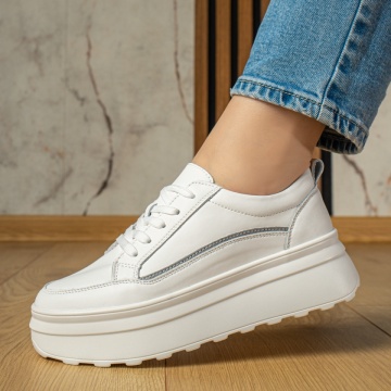 Pantofi sport dama albi din Piele naturala MOD12973, 3, modlet.ro