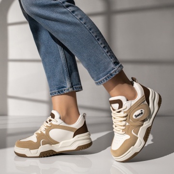 Pantofi sport dama bej cu khaki MOD11772, 3, modlet.ro