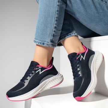 Pantofi sport dama cu siret albastru cu roz MOD13045, 2, modlet.ro