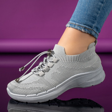 Pantofi sport dama cu siret elastic gri MOD11170, 1, modlet.ro